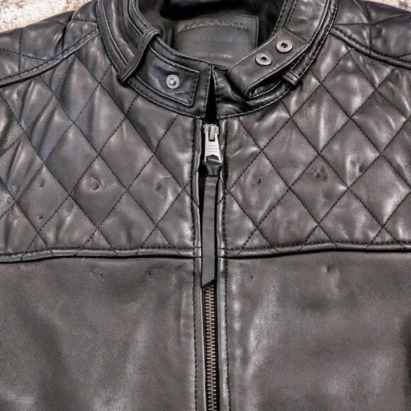 All Saints Zola Black Leather Jacket XXL